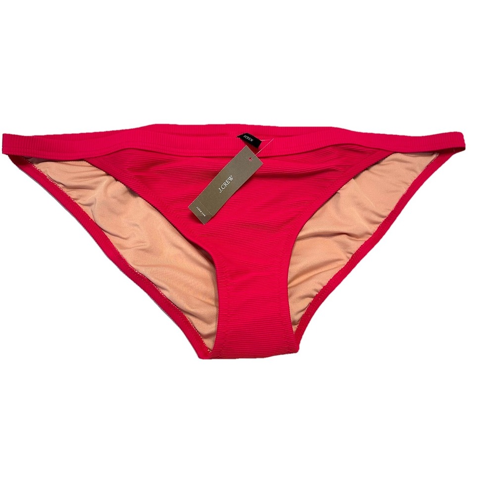 🌺 J. Crew Ribbed Trim Hipster Full Coverage Bikini Bottom Pink‎ Sz XL BH485